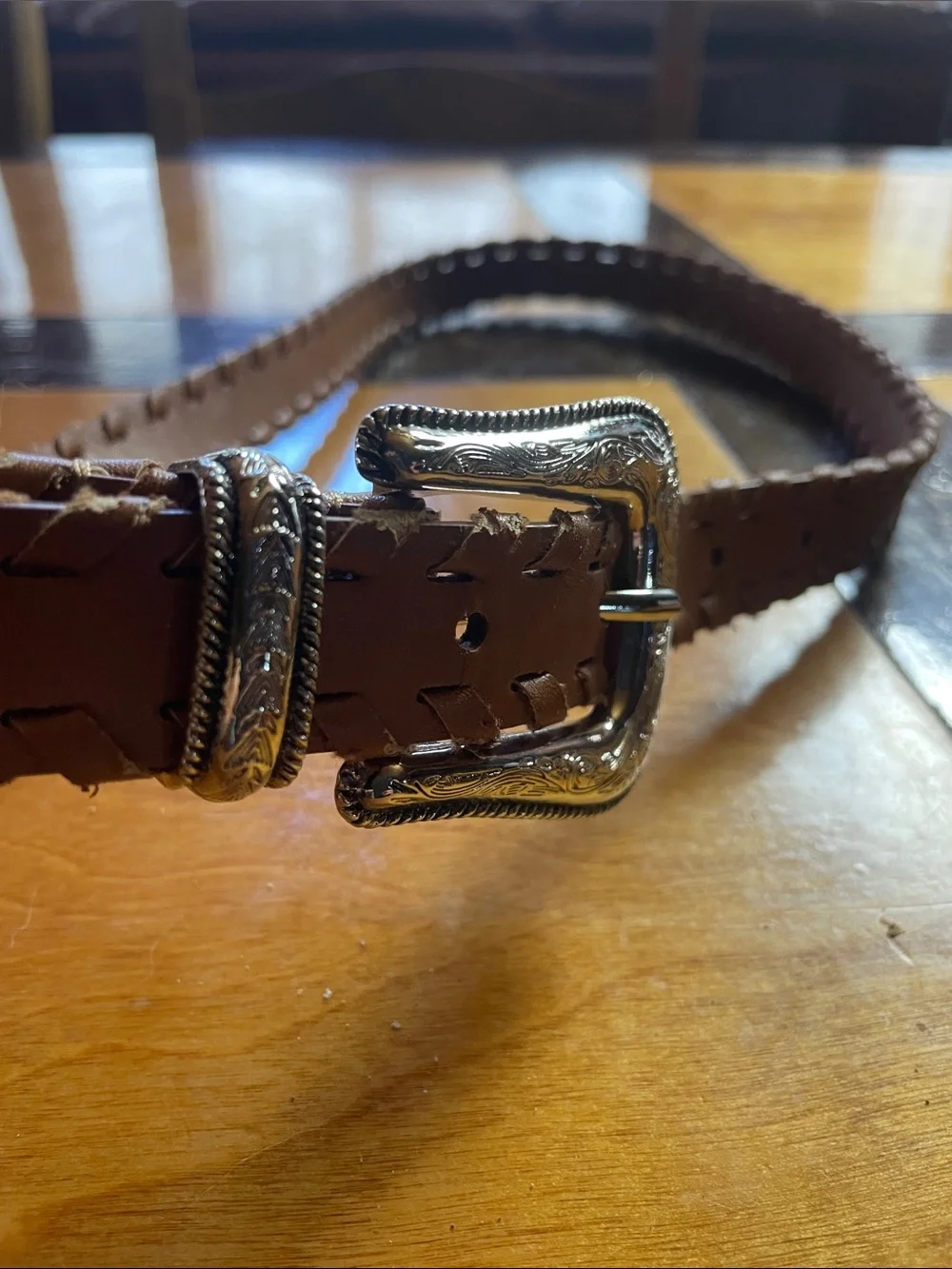 Tan Braided faux Leather Western-Style Belt. 36”